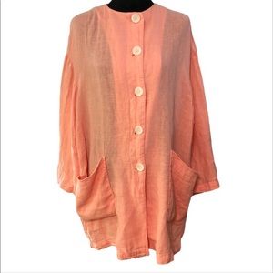 Zara Peach 100% Linen Tunic Cardigan/Jacket